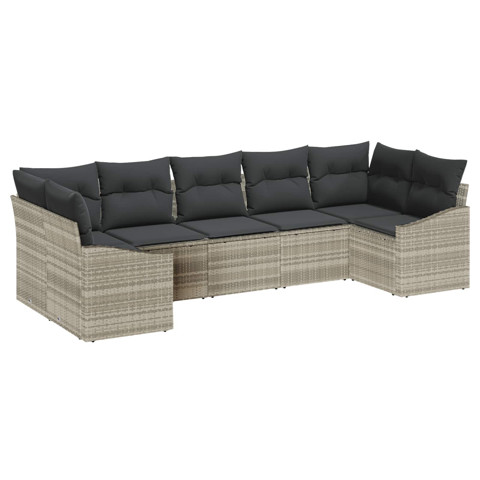 Gartensofa-set mit Speicher 7 pcs Hellgrau Poly-Rattan
