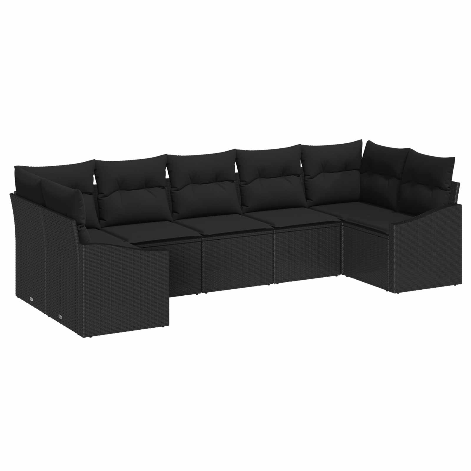 Gartensofa-set 7 stk. Schwarz Poly-Rattan