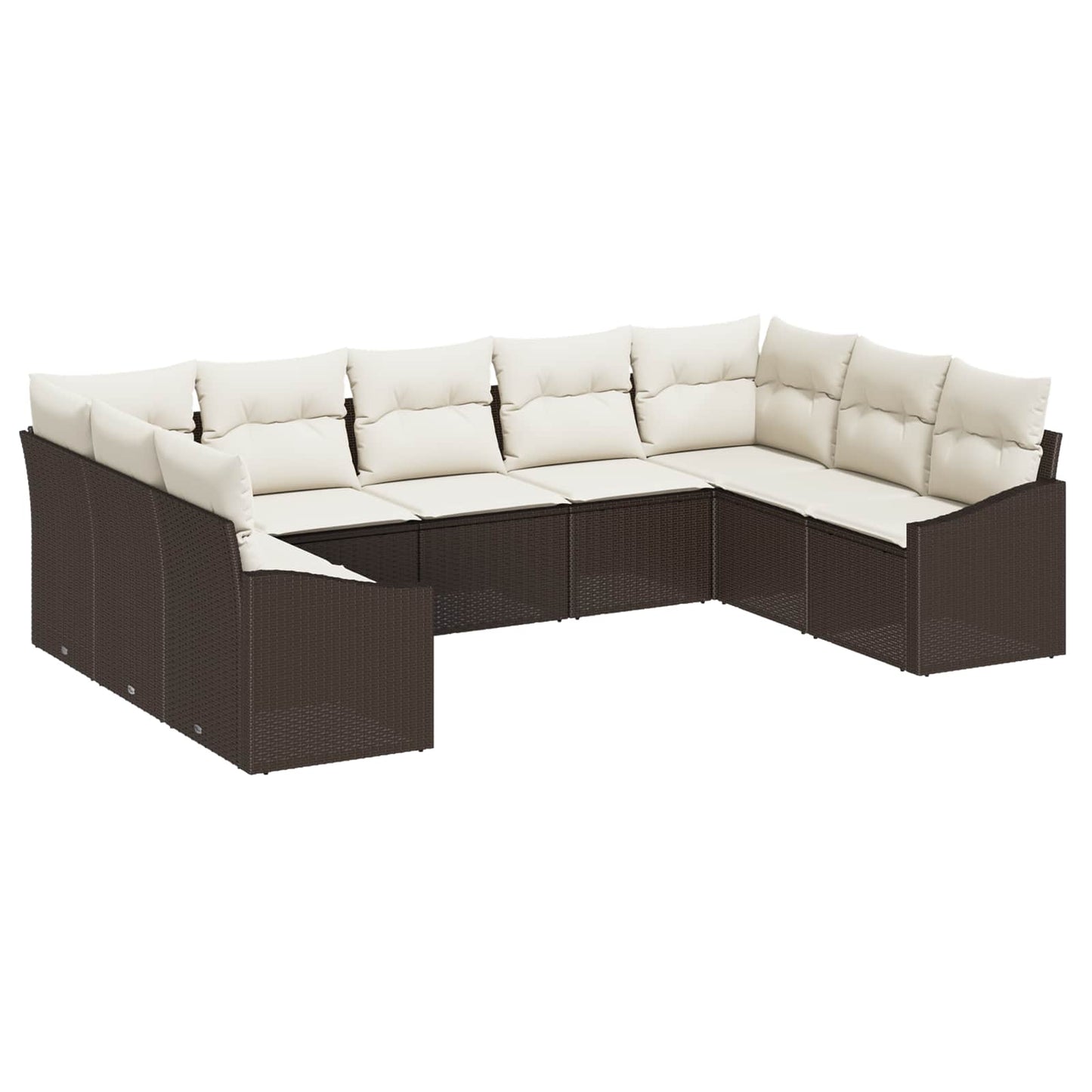 Gartensofa-set 9 stk. Braun und Creme Poly-Rattan