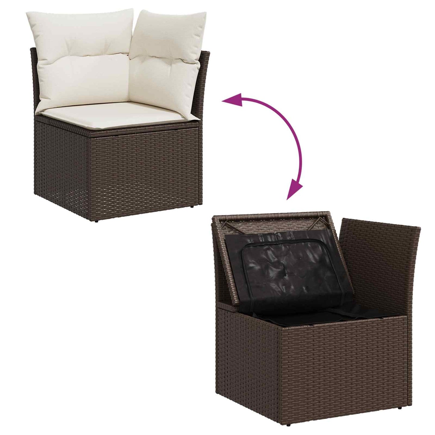 Gartensofa-set 9 stk. Braun und Creme Poly-Rattan