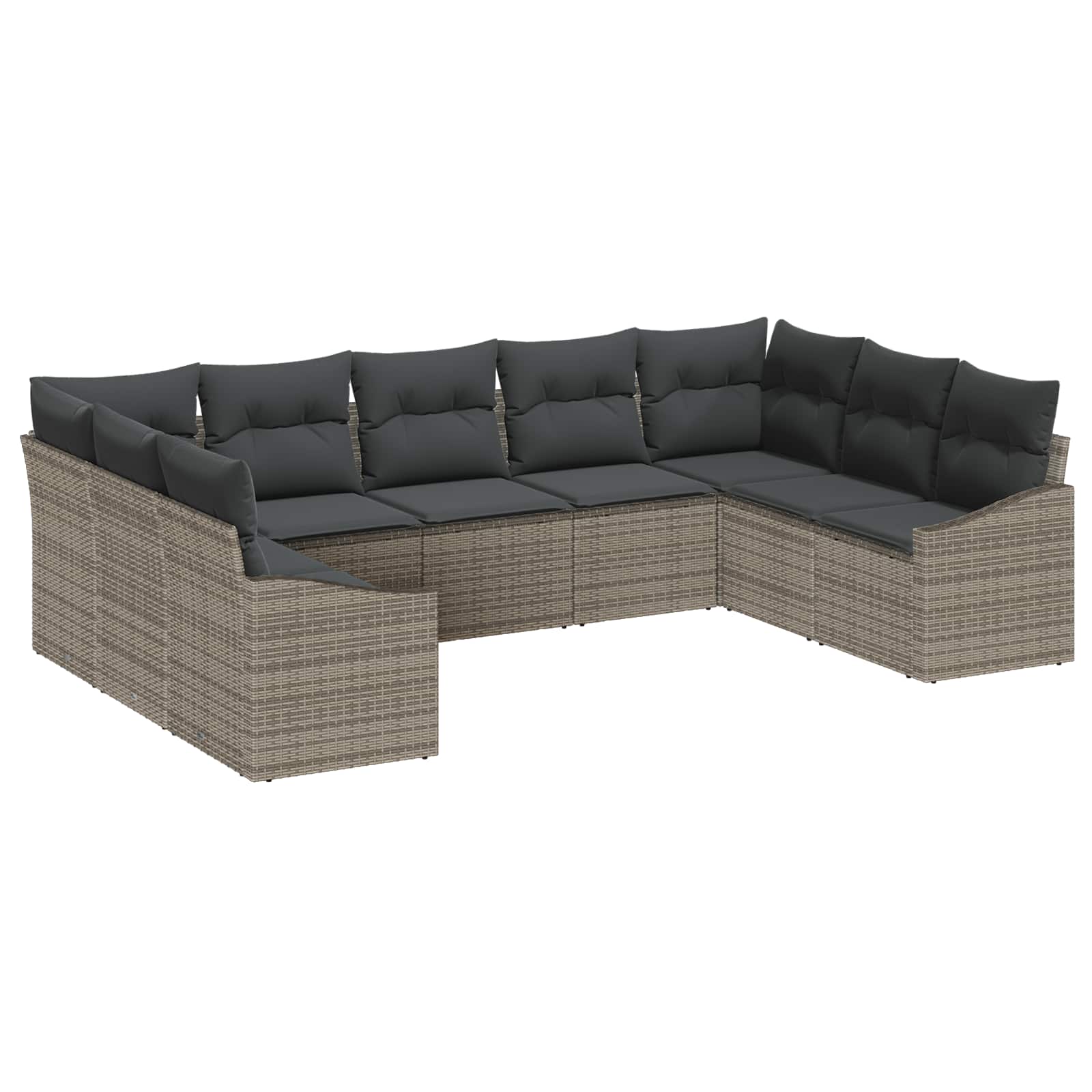 Gartensofa-set 9 stk. Grau Poly-Rattan