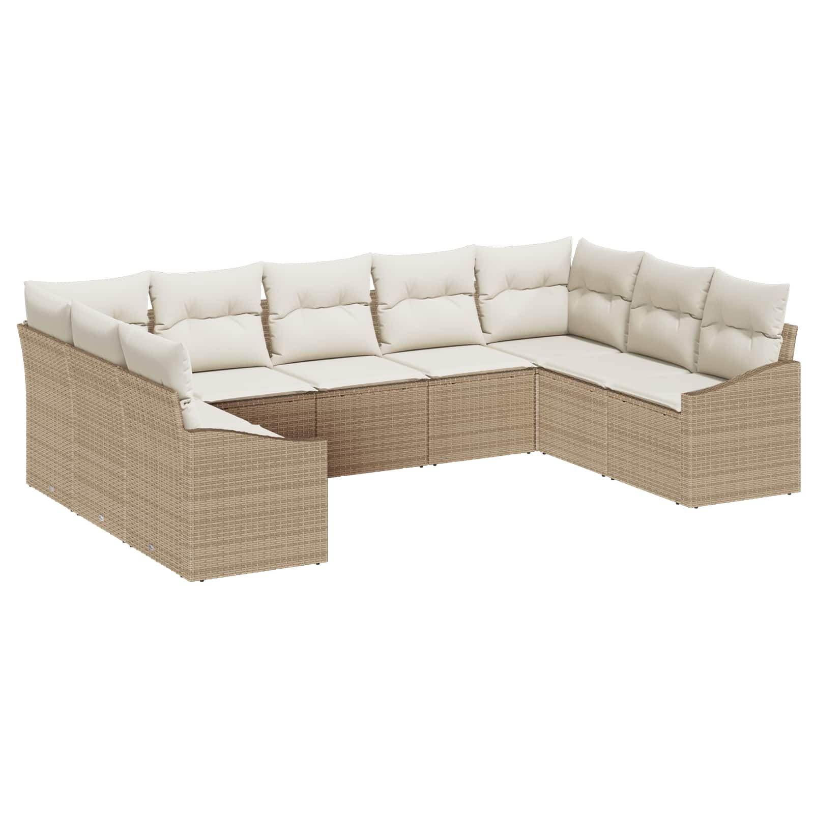 Gartensofa-set 9 stk. Beige und Creme Poly-Rattan