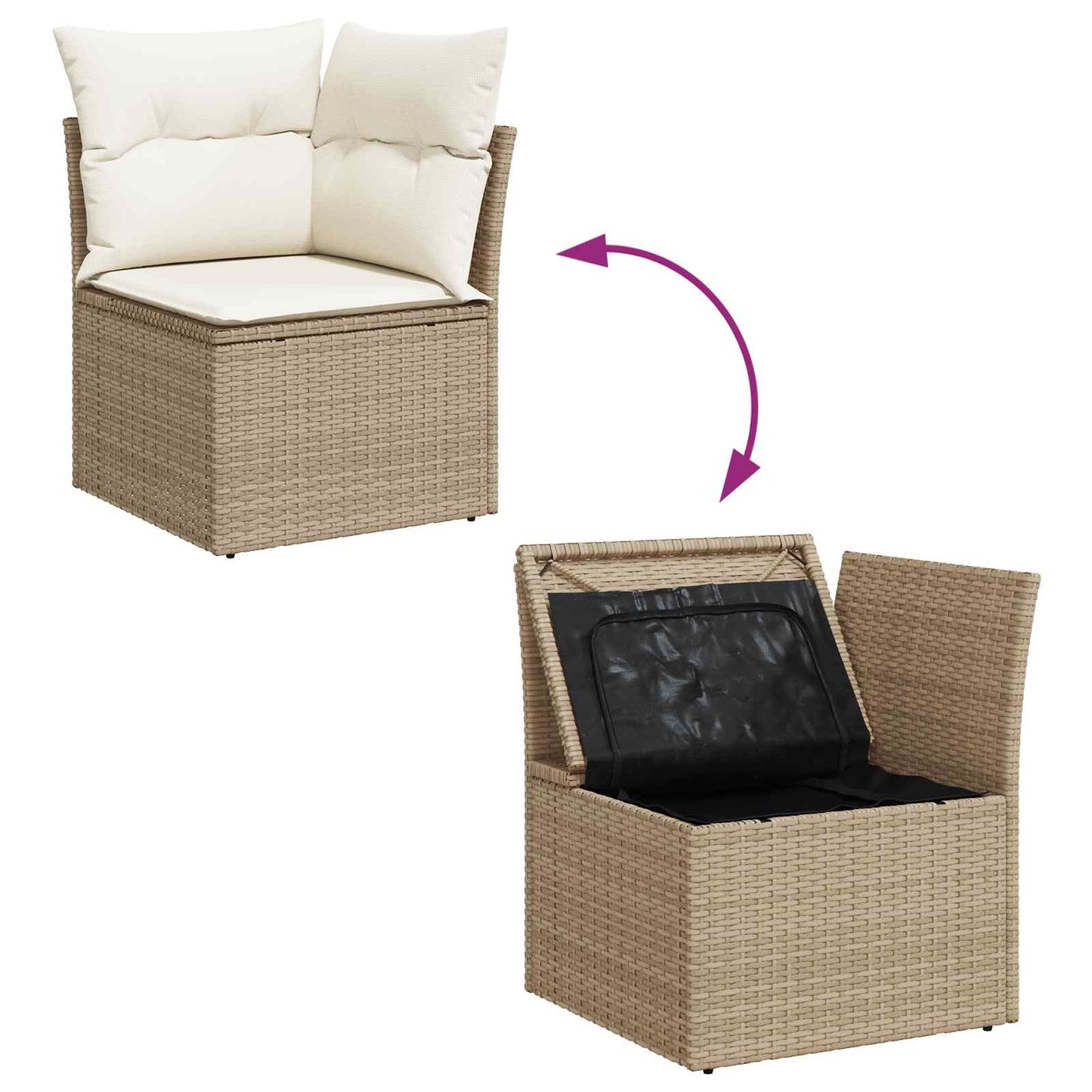 Gartensofa-set 9 stk. Beige und Creme Poly-Rattan