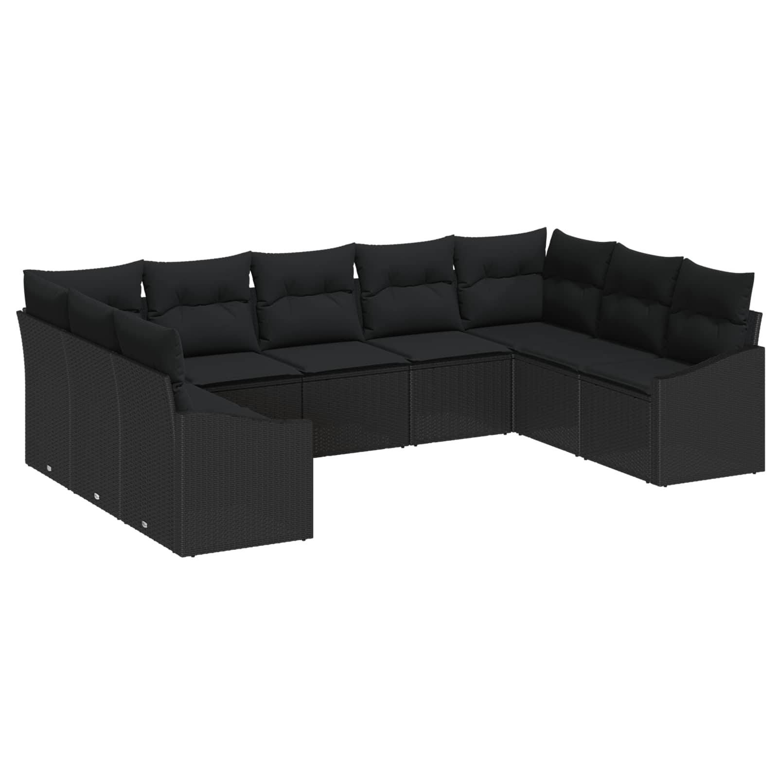 Gartensofa-set 9 stk. Schwarz Poly-Rattan