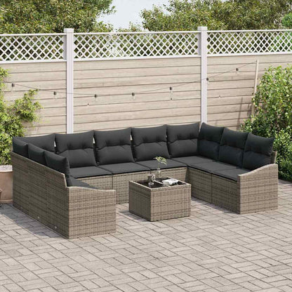 Gartensofa-set mit Speicher Hellgrau Poly-Rattan