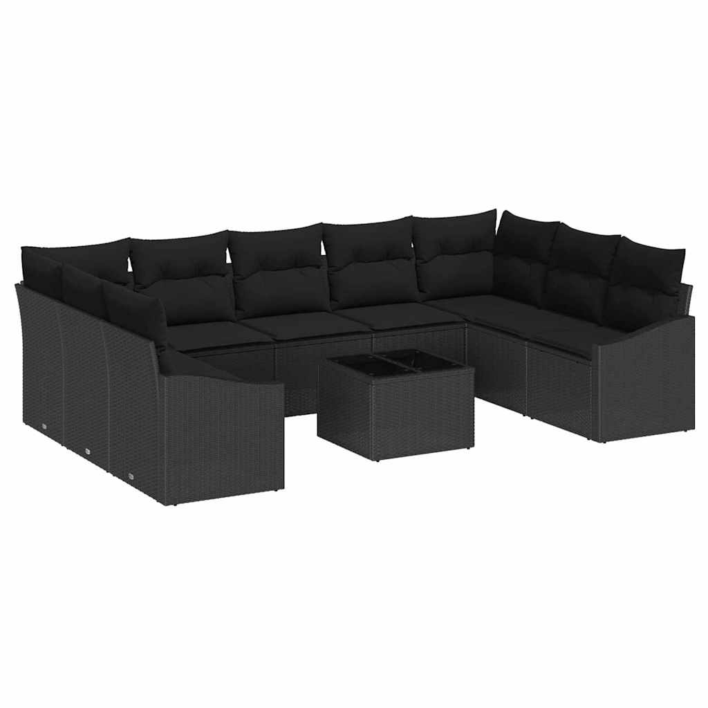 Gartensofa-set mit Speicher Schwarz Poly-Rattan