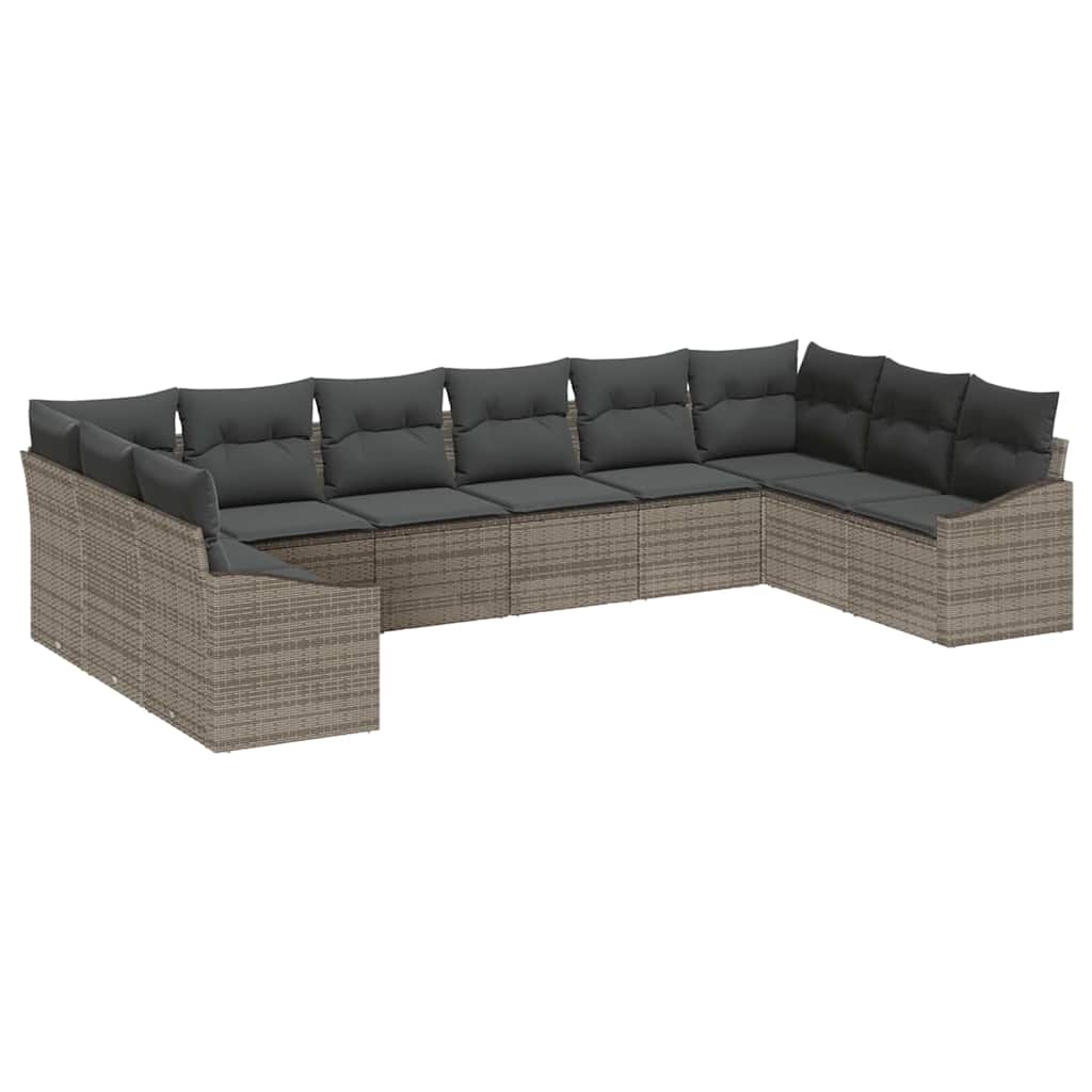 Gartensofa-set 10 stk. Grau Poly-Rattan
