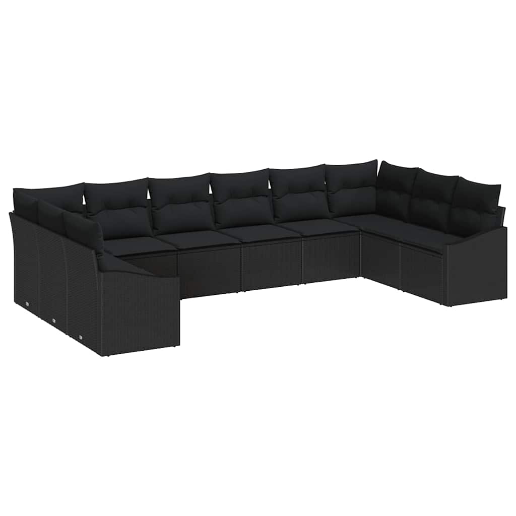 Gartensofa-set 10 stk. Schwarz Poly-Rattan