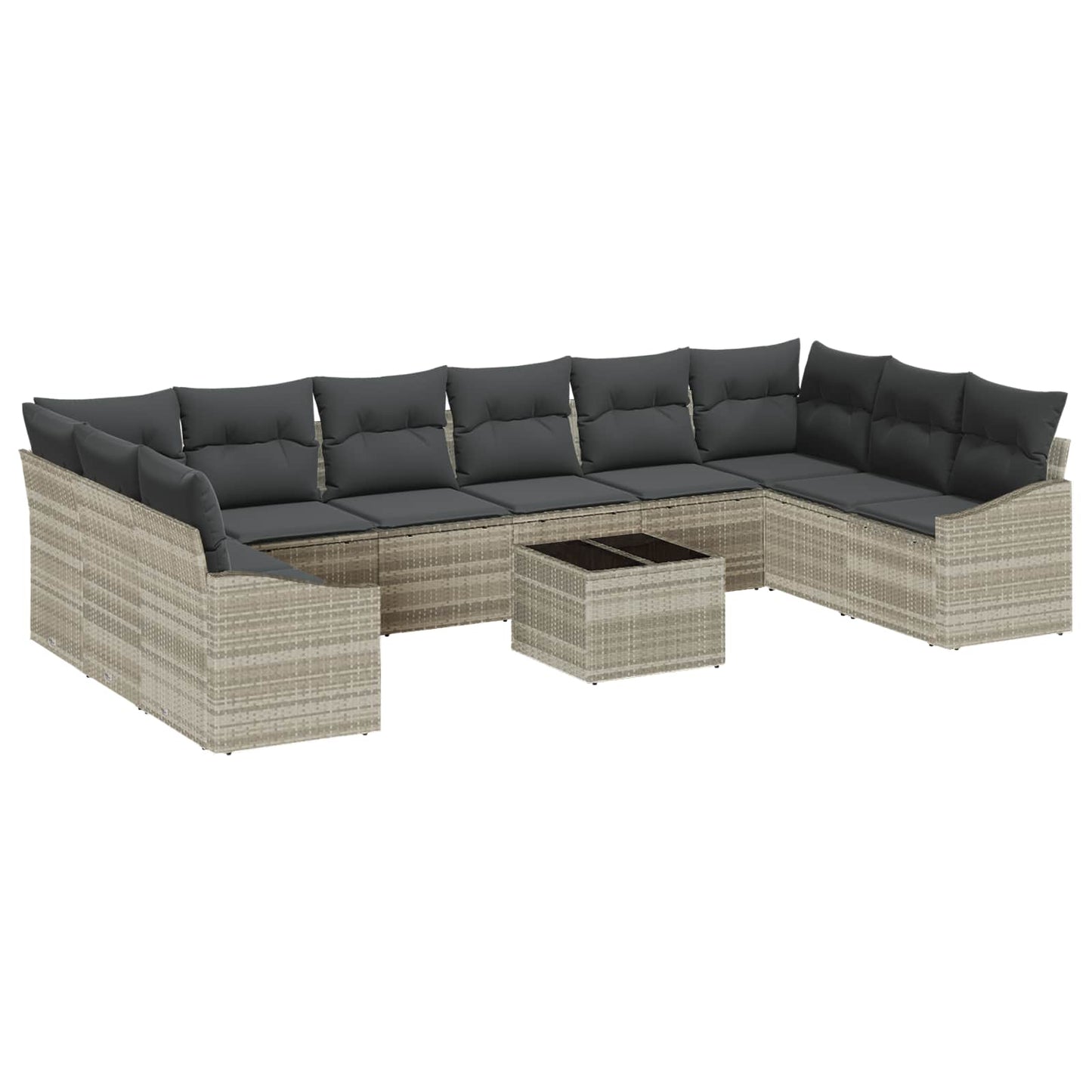 Gartensofa-set mit Speicher Hellgrau Poly-Rattan