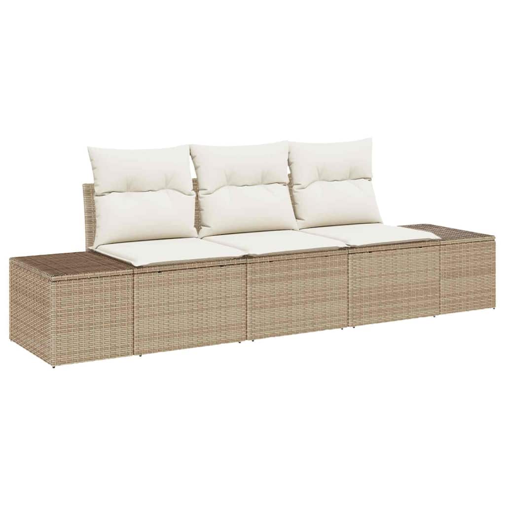 Gartensofa-set 3 stk. Beige und Creme Poly-Rattan