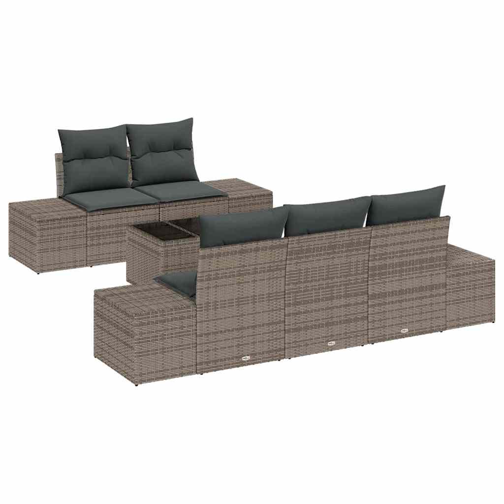 Gartensofa-set 6 stk. Grau Poly-Rattan