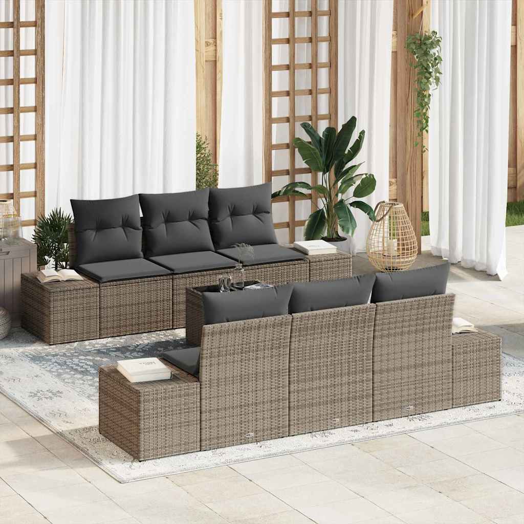 Garten-Sofa-Set 8 stk. Grau Poly-Rattan