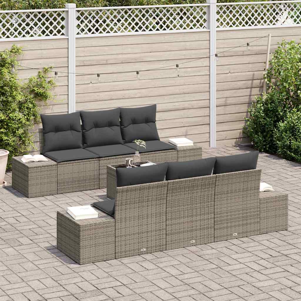 Garten-Sofa-Set 8 stk. Grau Poly-Rattan