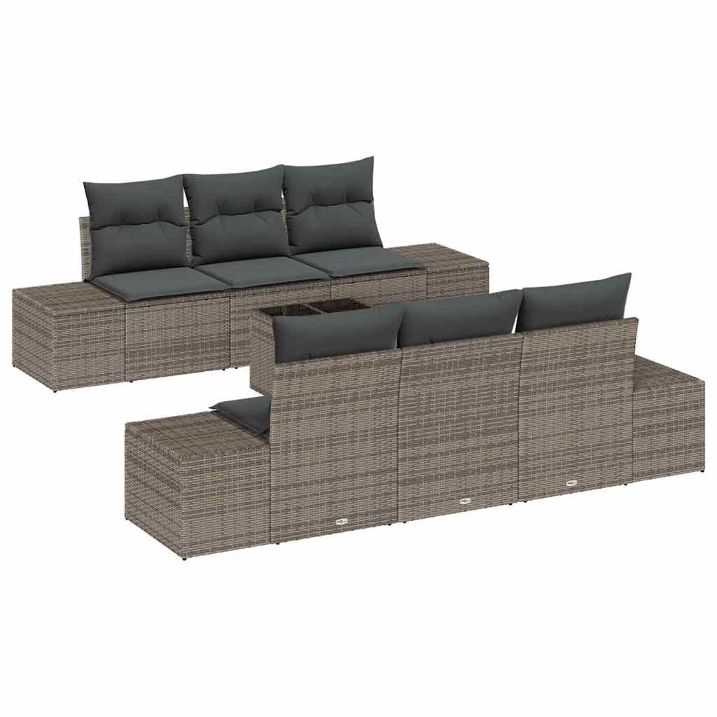 Garten-Sofa-Set 8 stk. Grau Poly-Rattan