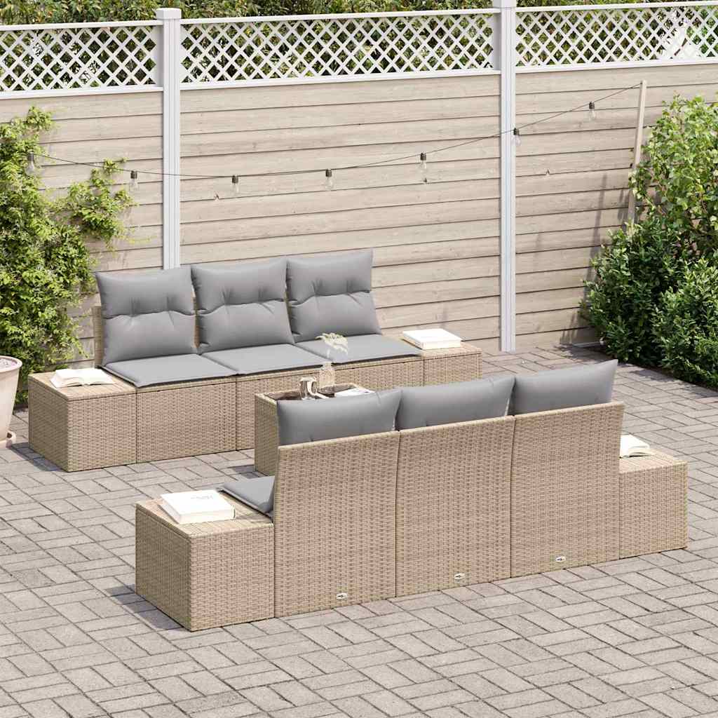 Garten-Sofa-Set 8 stk. Beige und Grau Poly-Rattan