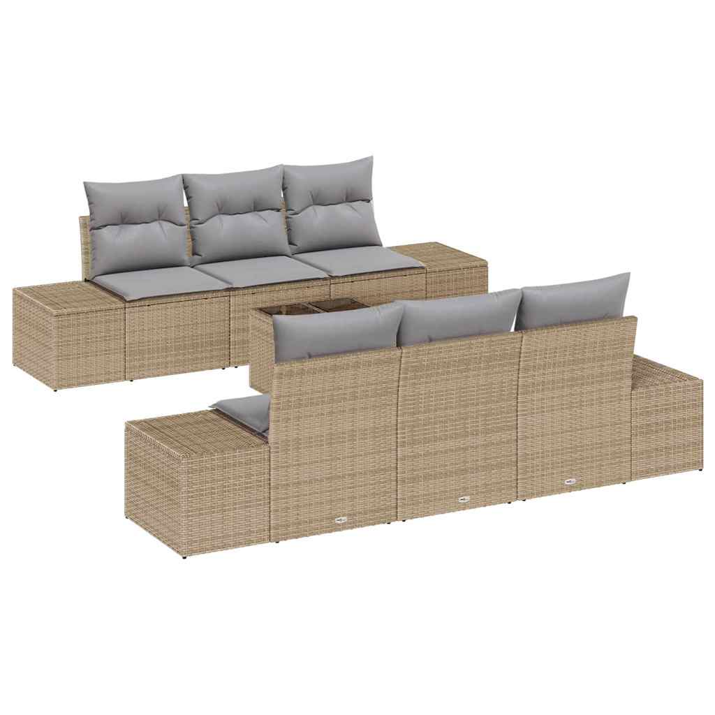 Garten-Sofa-Set 8 stk. Beige und Grau Poly-Rattan
