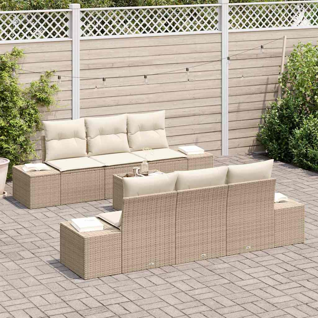 Garten-Sofa-Set 8 stk. Beige und Creme Poly-Rattan