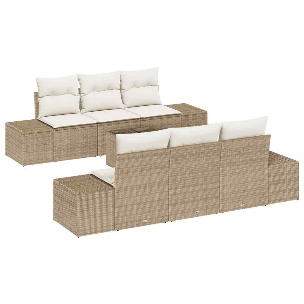 Garten-Sofa-Set 8 stk. Beige und Creme Poly-Rattan
