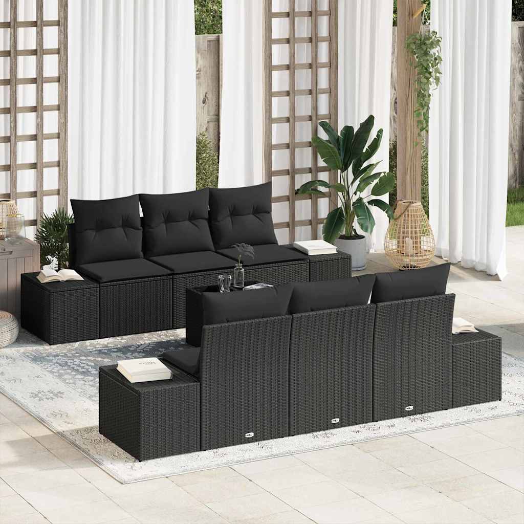 Garten-Sofa-Set 8 stk. Schwarz Poly-Rattan