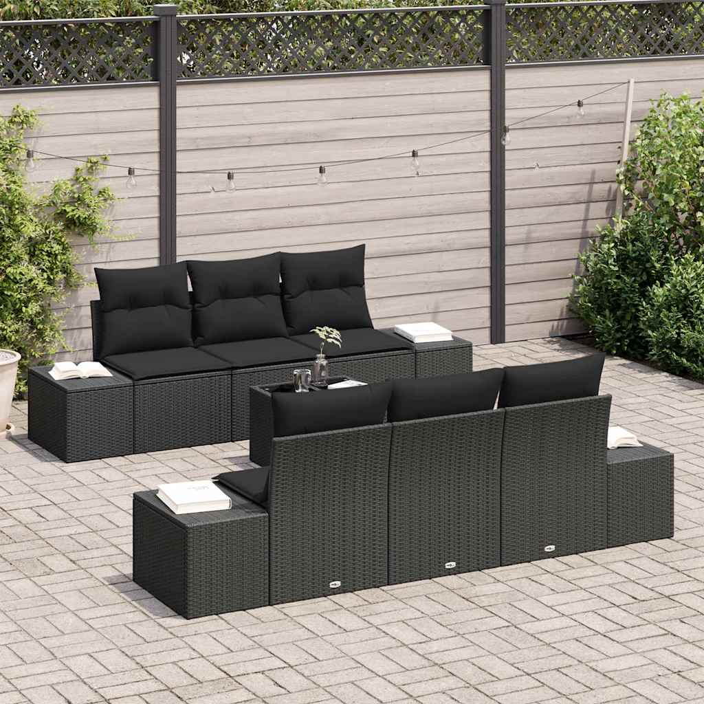 Garten-Sofa-Set 8 stk. Schwarz Poly-Rattan