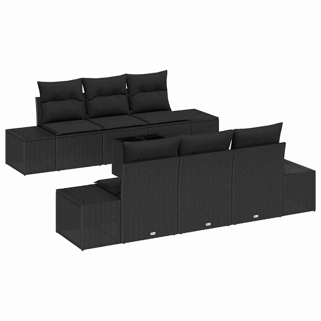 Garten-Sofa-Set 8 stk. Schwarz Poly-Rattan
