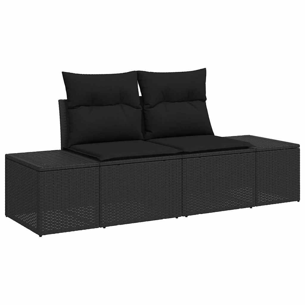 Garten-Sofa-Set 8 stk. Schwarz Poly-Rattan