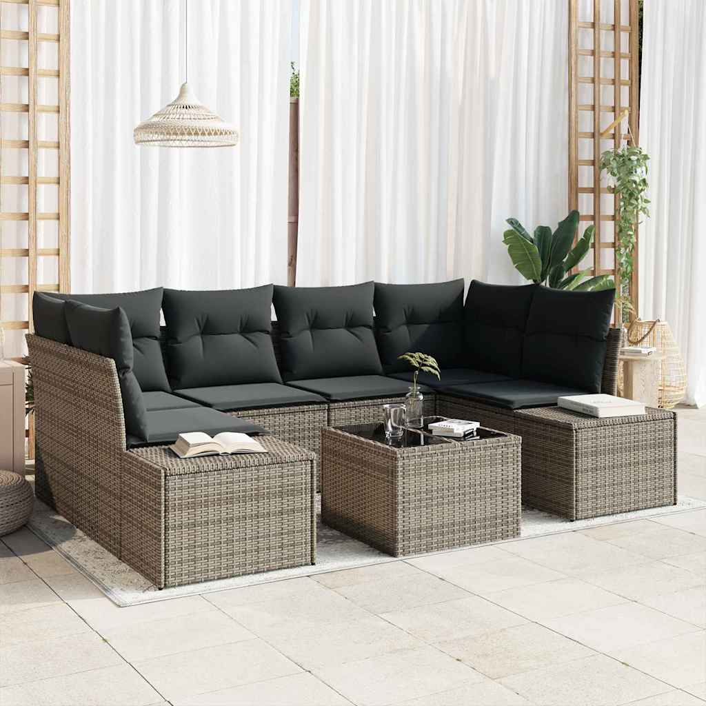 Gartensofa-set 8 stk. Grau Poly-Rattan