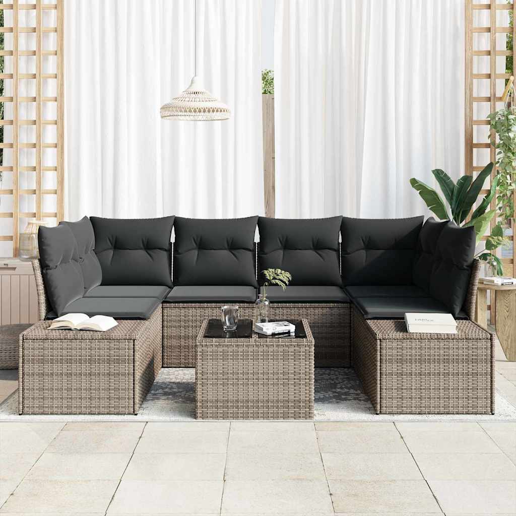 Gartensofa-set 8 stk. Grau Poly-Rattan