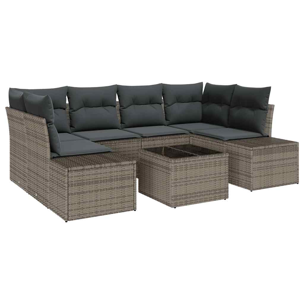 Gartensofa-set 8 stk. Grau Poly-Rattan