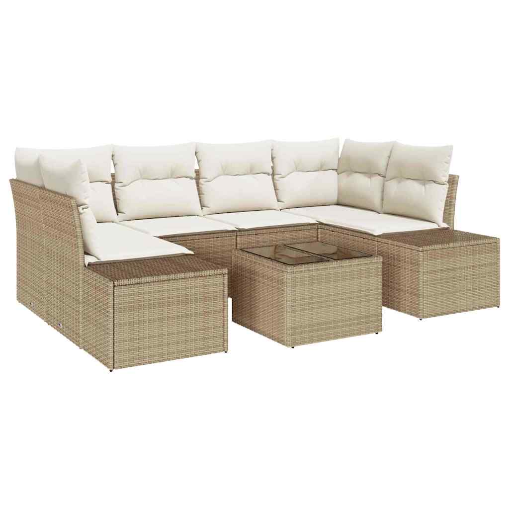 Gartensofa-set 8 stk. Beige und Creme Poly-Rattan