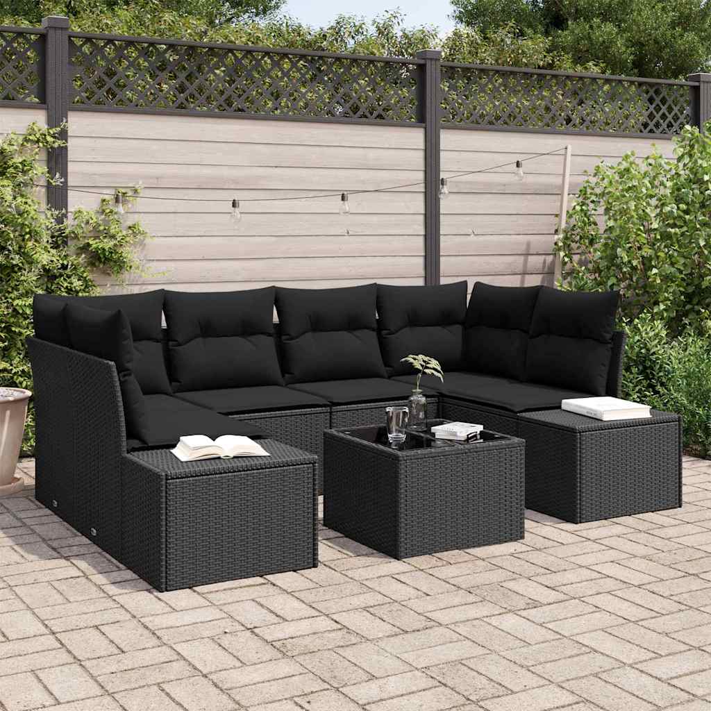 Gartensofa-set 8 stk. Schwarz Poly-Rattan