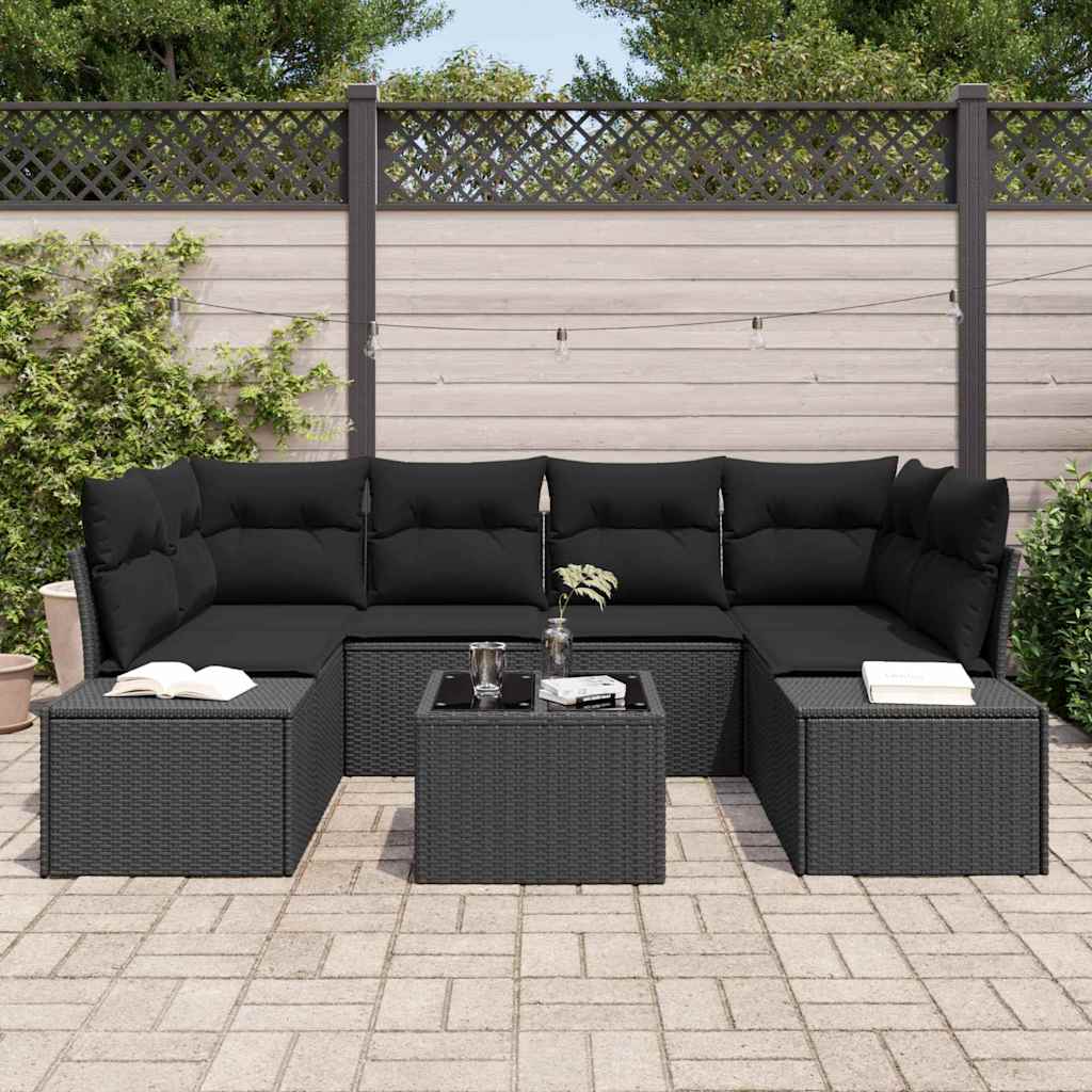 Gartensofa-set 8 stk. Schwarz Poly-Rattan