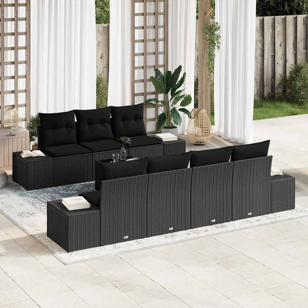 Garten-Sofa-Set 8 stk. Schwarz Poly-Rattan