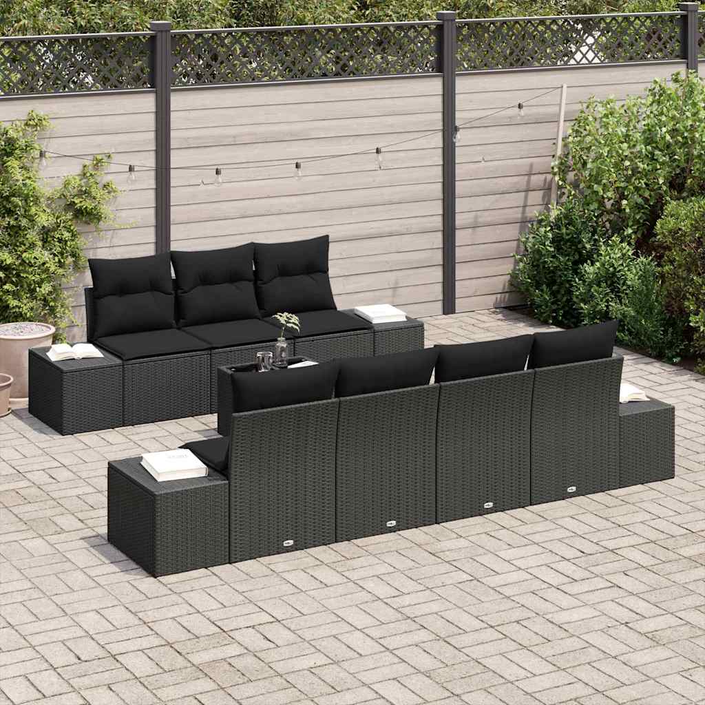 Garten-Sofa-Set 8 stk. Schwarz Poly-Rattan