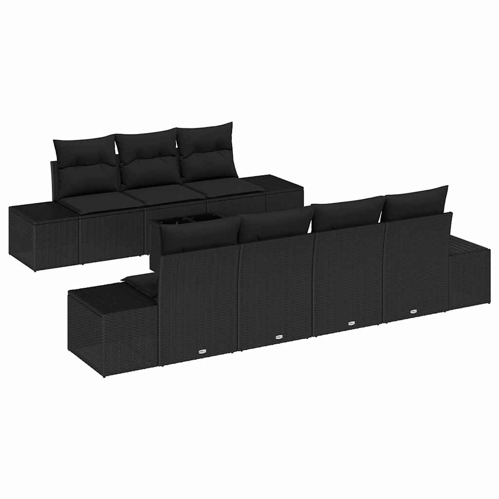 Garten-Sofa-Set 8 stk. Schwarz Poly-Rattan