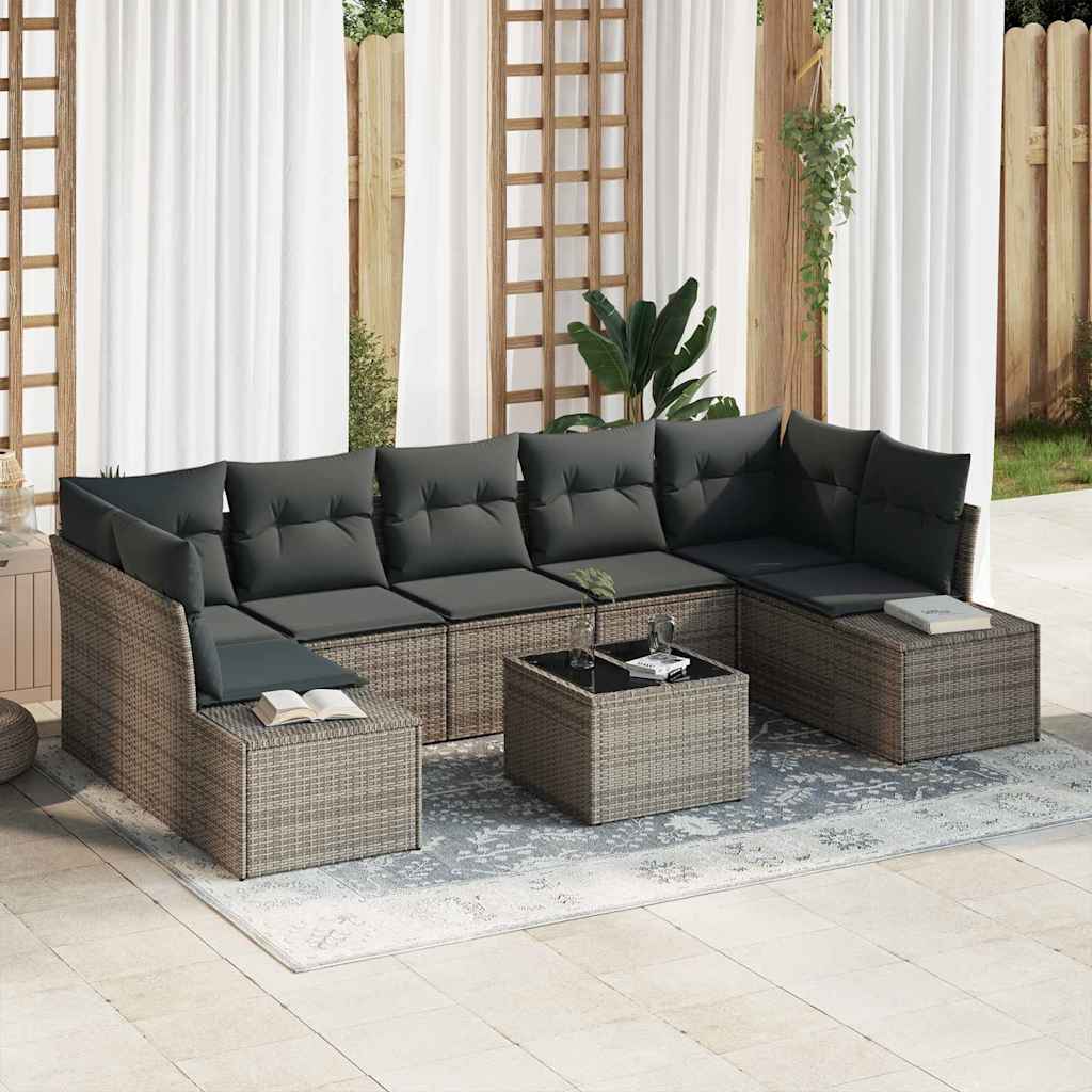 Gartensofa-set 8 stk. Grau Poly-Rattan