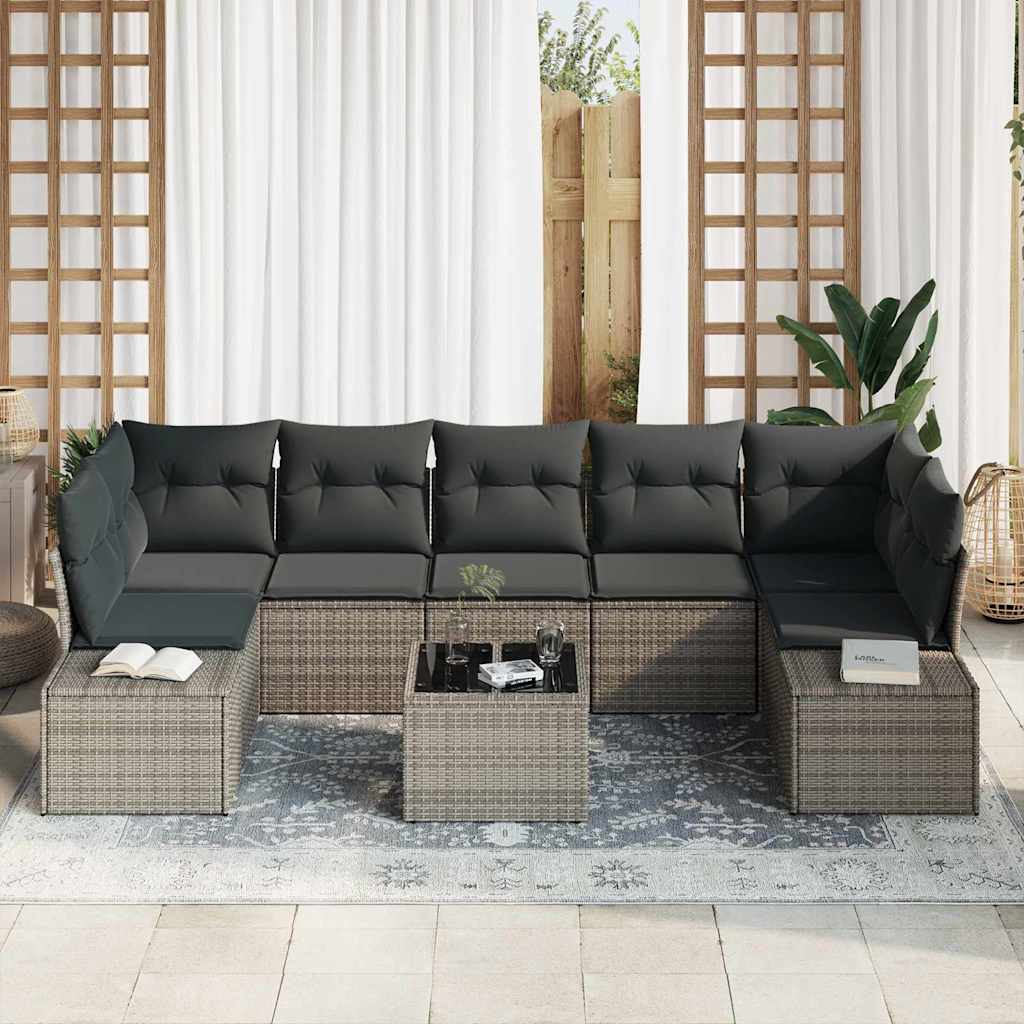 Gartensofa-set 8 stk. Grau Poly-Rattan
