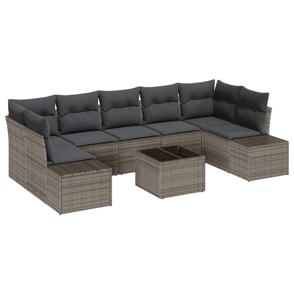 Gartensofa-set 8 stk. Grau Poly-Rattan