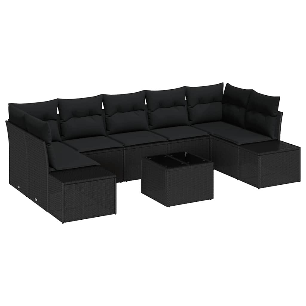 Gartensofa-set 8 stk. Schwarz Poly-Rattan