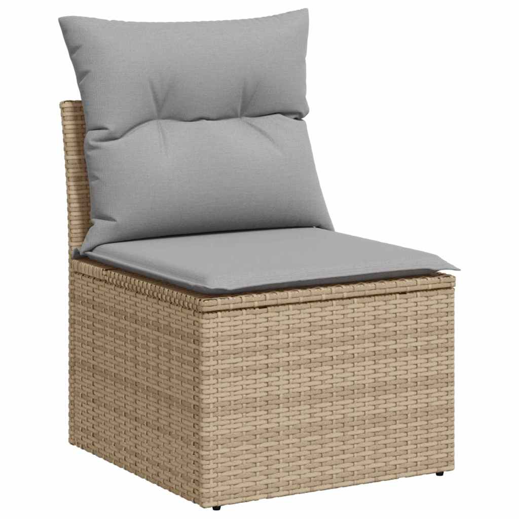 Garten-Sofa-Set 8 stk. Beige und Grau Poly-Rattan