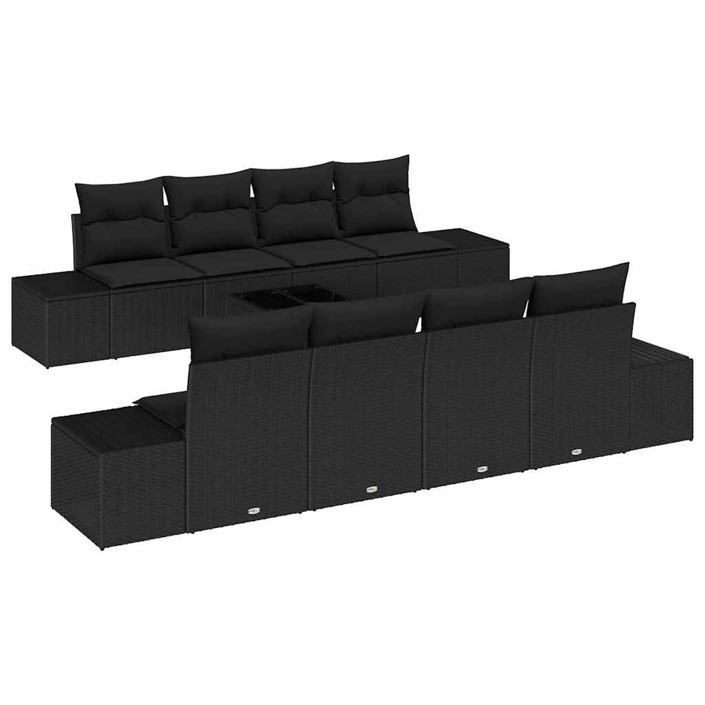 Garten-Sofa-Set 8 stk. Schwarz Poly-Rattan