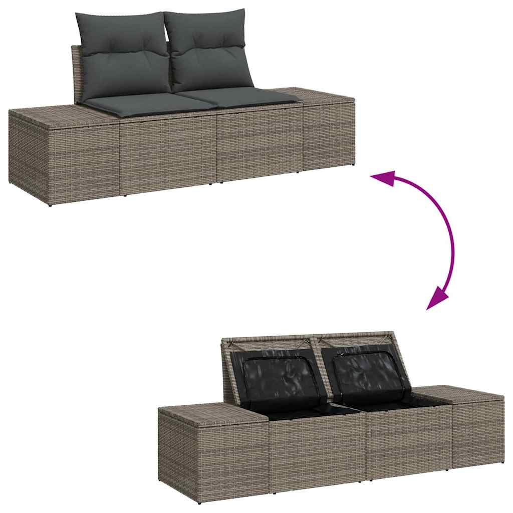 Garten-Sofa-Set 5 stk. Grau Poly-Rattan