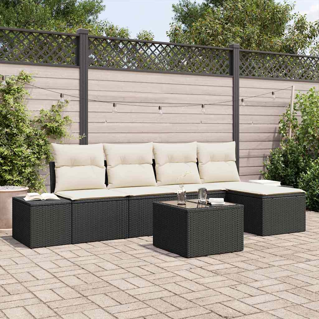 Garten-Sofa-Set 5 stk. Braun und Creme Poly-Rattan