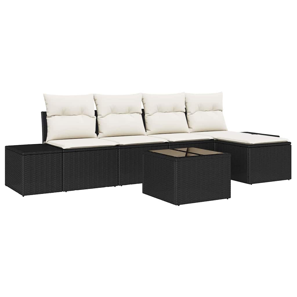 Garten-Sofa-Set 5 stk. Braun und Creme Poly-Rattan
