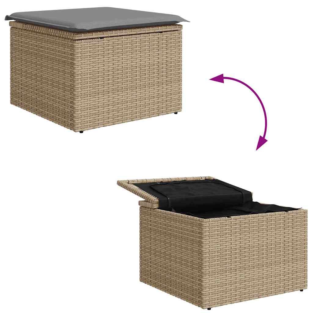 Garten-Sofa-Set 5 stk. Beige und Hellgrau Poly-Rattan