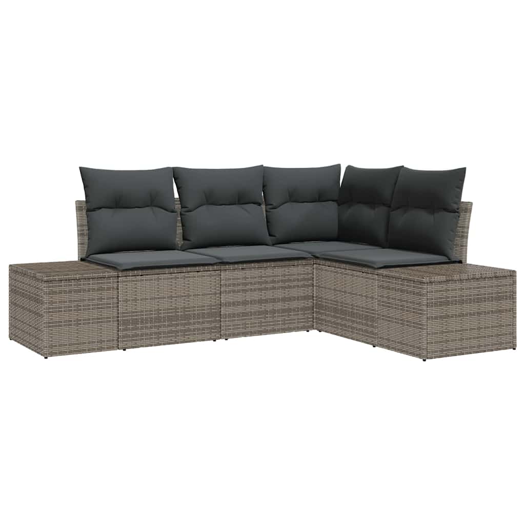 Gartensofa-set 4 stk. Grau Poly-Rattan