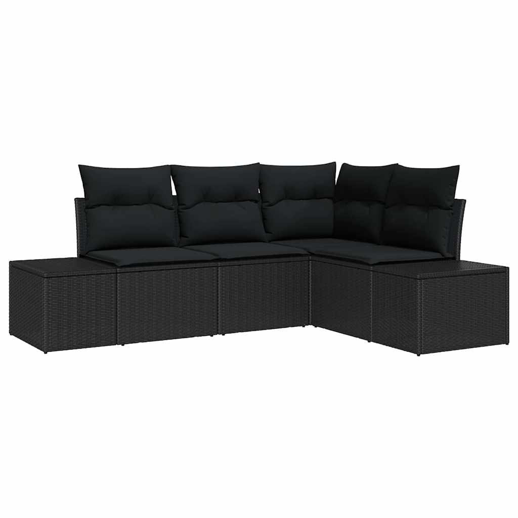 Gartensofa-set 4 stk. Schwarz Poly-Rattan
