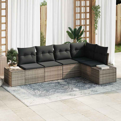 Gartensofa-set 5 stk. Grau Poly-Rattan