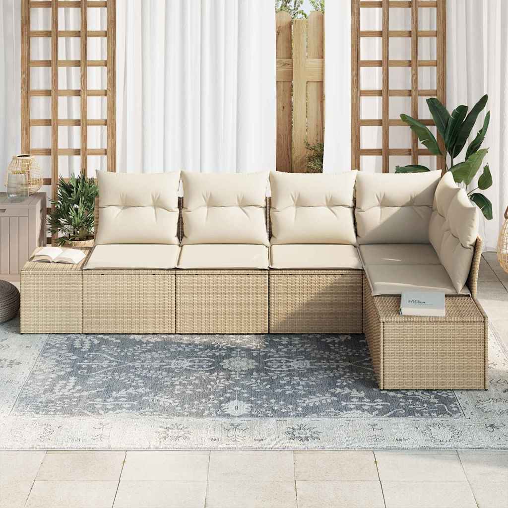 Gartensofa-set 5 stk. Beige und Creme Poly-Rattan