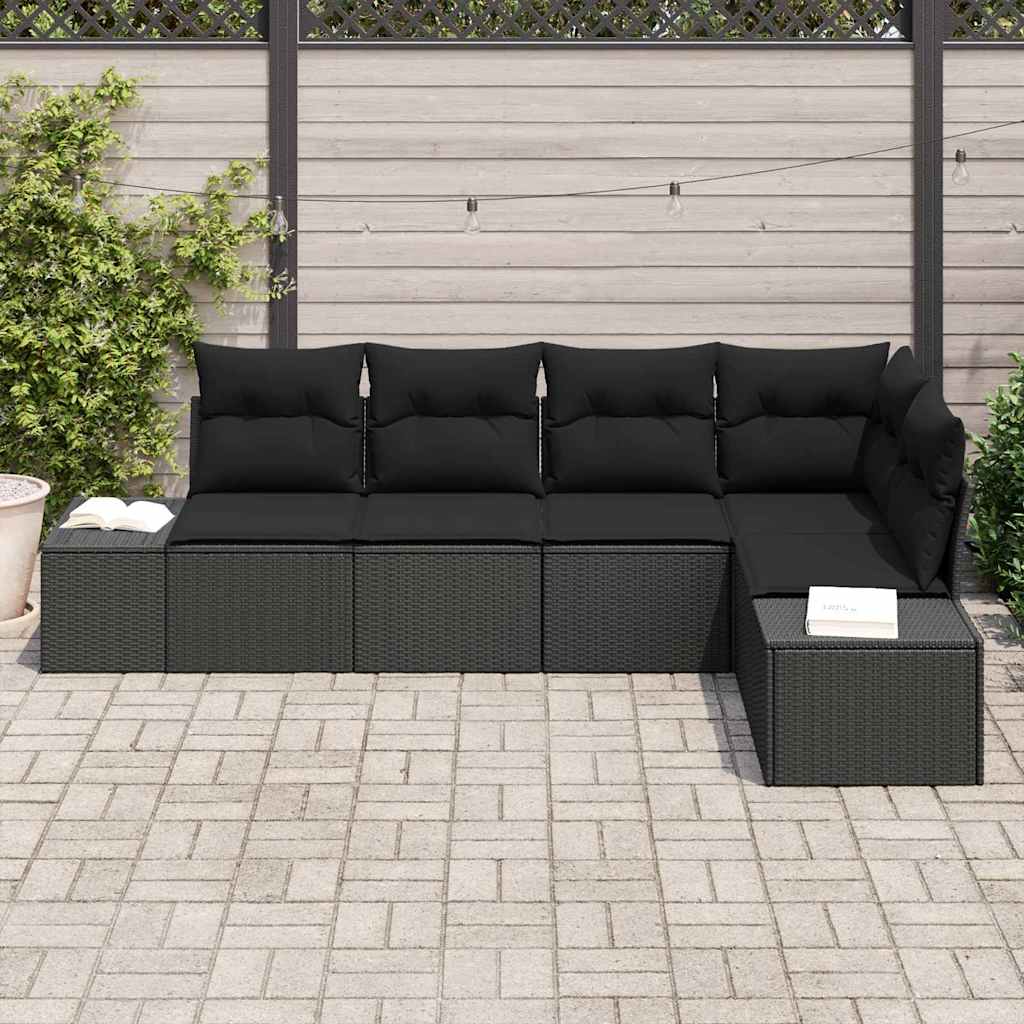 Gartensofa-set 5 stk. Schwarz Poly-Rattan